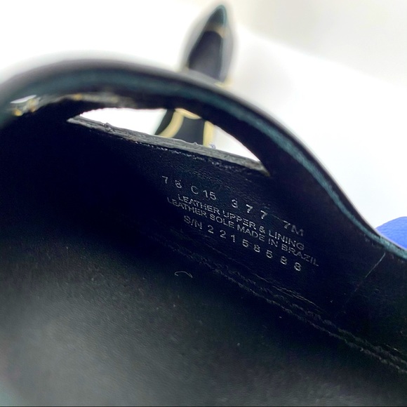 Tory Burch Faye Black Dark Ivory Patent Leather Block Pump Heels Size 7 - Picture 10 of 15